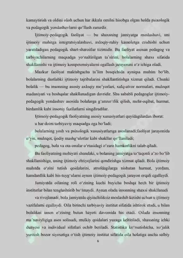 MAKTAB O‘QUVCHILARINING O‘ZLASHTIRMASLIGINI PSIXOLOGIK XUSUSIYATLARI. 6