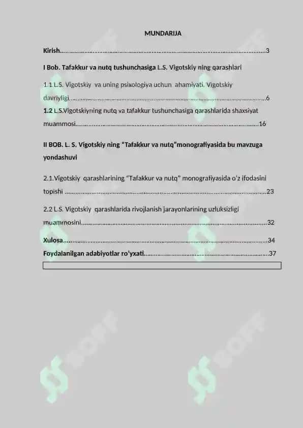 Tafakkur va nutq L.S.Vigotskiy bo’yicha 2