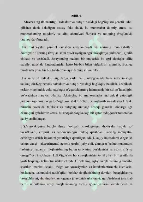 Tafakkur va nutq L.S.Vigotskiy bo’yicha 3