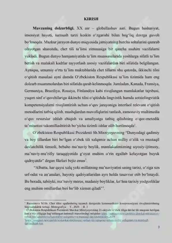 IKKINCHI TILNI (L2)  O‘ZLASHTIRISH VA UNDA YOZUV KO‘NIKMASINI RIVOJLANTIRISH 3
