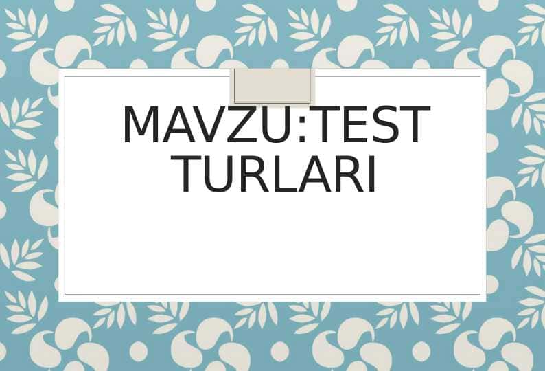 Test turlari