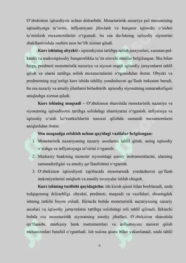 Iqtisodiyotni tartibga solishda monetaristik nazariya va siyosat 4