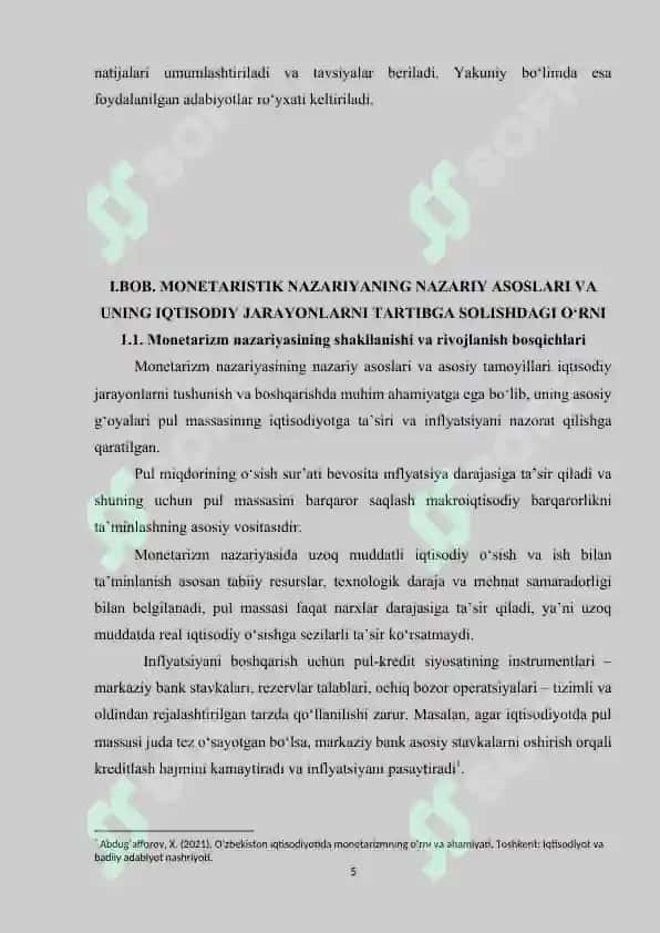 Iqtisodiyotni tartibga solishda monetaristik nazariya va siyosat 5