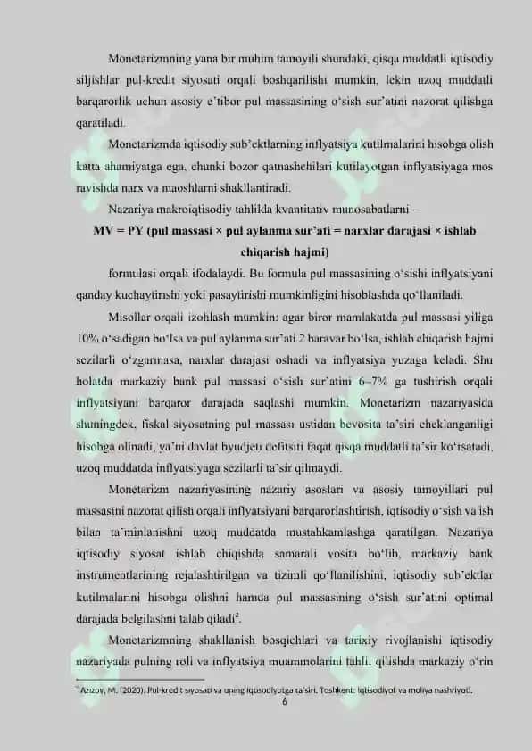 Iqtisodiyotni tartibga solishda monetaristik nazariya va siyosat 6