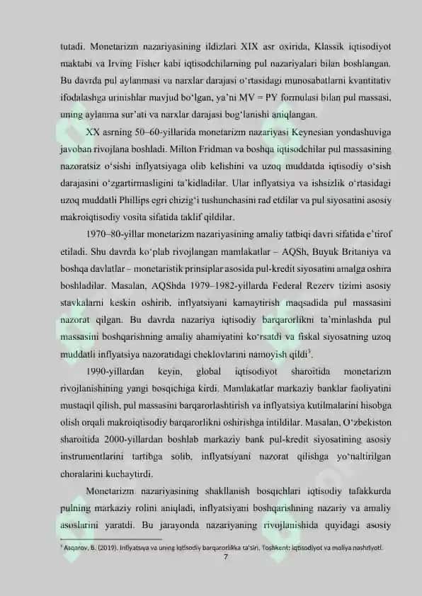 Iqtisodiyotni tartibga solishda monetaristik nazariya va siyosat 7