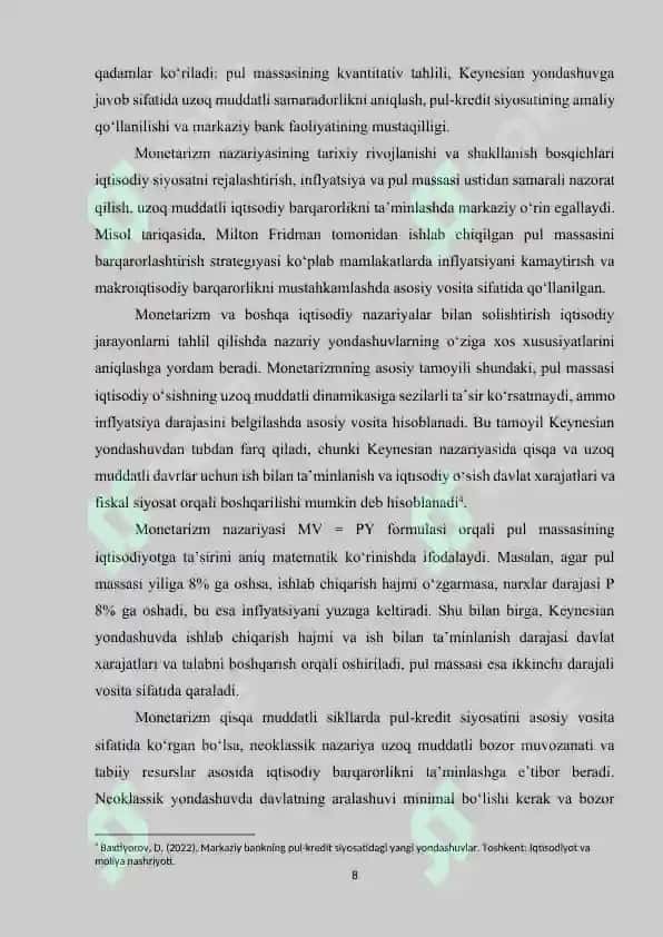 Iqtisodiyotni tartibga solishda monetaristik nazariya va siyosat 8