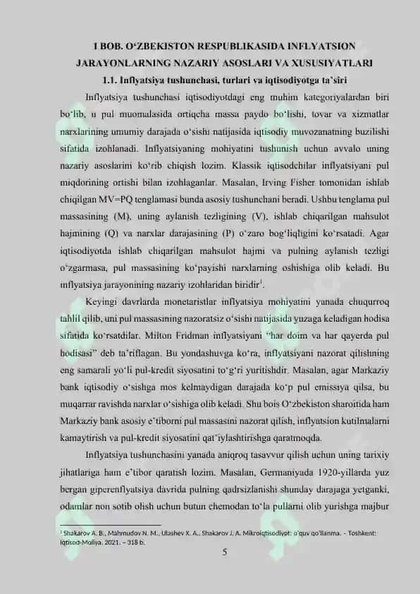O'zbekiston Respublikasidagi inflyatsion jarayonlarning xususiyatlari va davlatning inflyatsiyaga qarshi siyosati vositalari 5