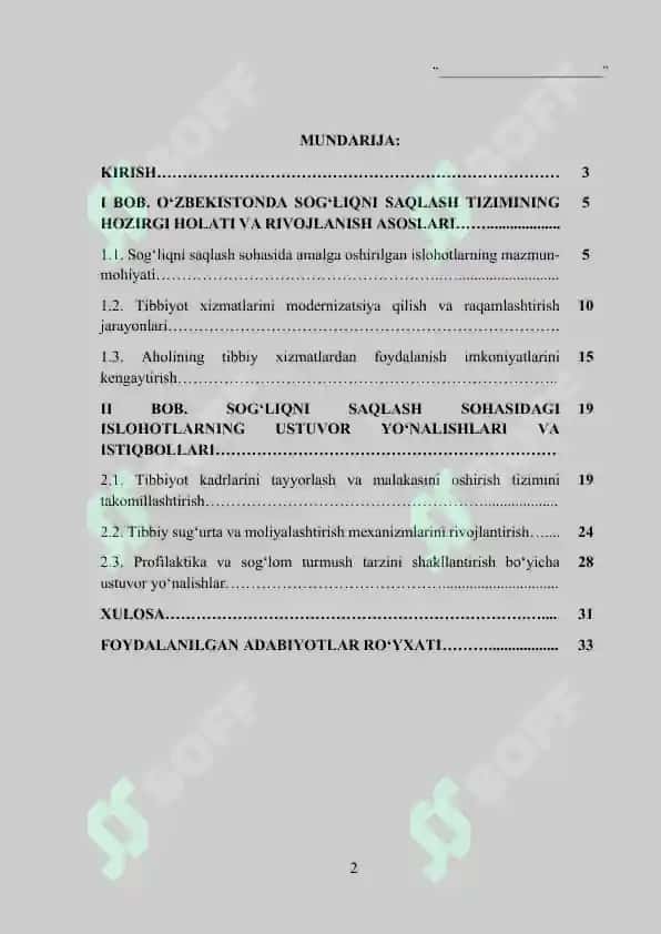 O'zbekistonda sog'liqni saqlash sohasidagi islohotlarning ustuvor yo‘nalishlari 2