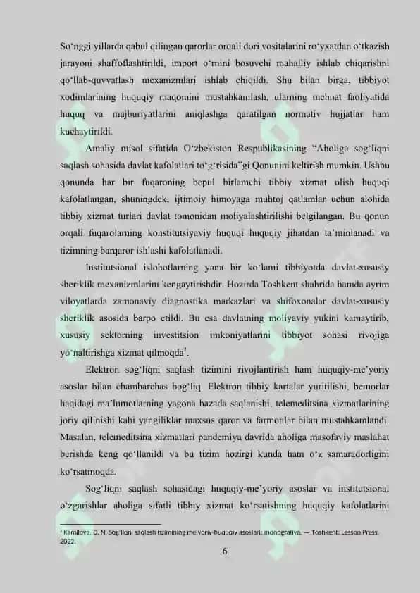 O'zbekistonda sog'liqni saqlash sohasidagi islohotlarning ustuvor yo‘nalishlari 6