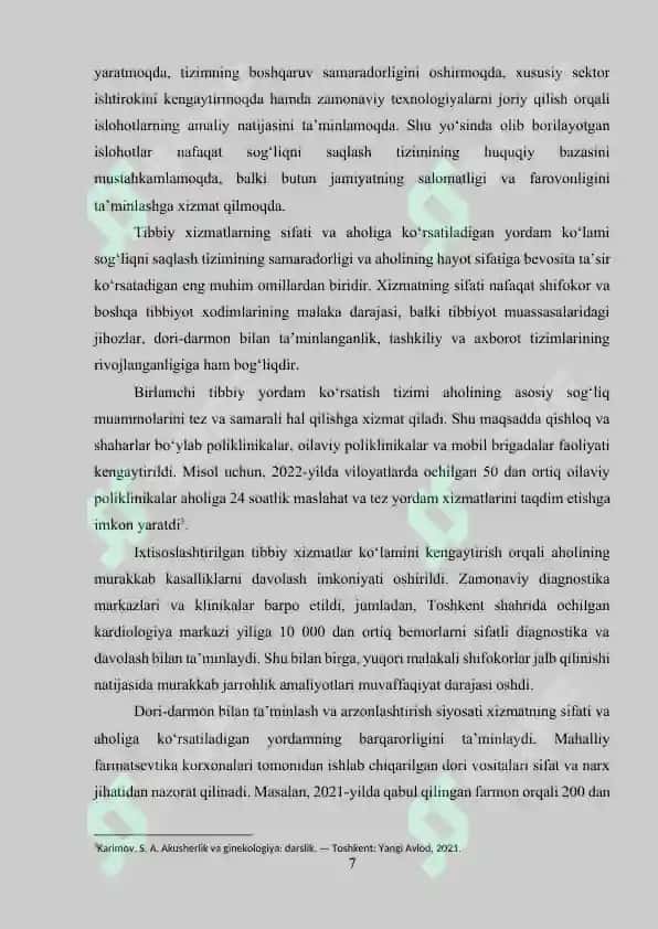 O'zbekistonda sog'liqni saqlash sohasidagi islohotlarning ustuvor yo‘nalishlari 7