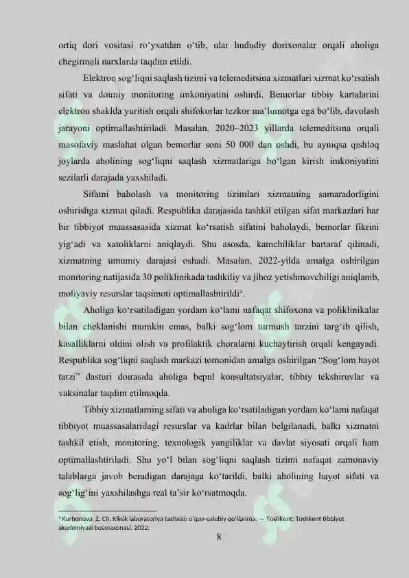 O'zbekistonda sog'liqni saqlash sohasidagi islohotlarning ustuvor yo‘nalishlari 8