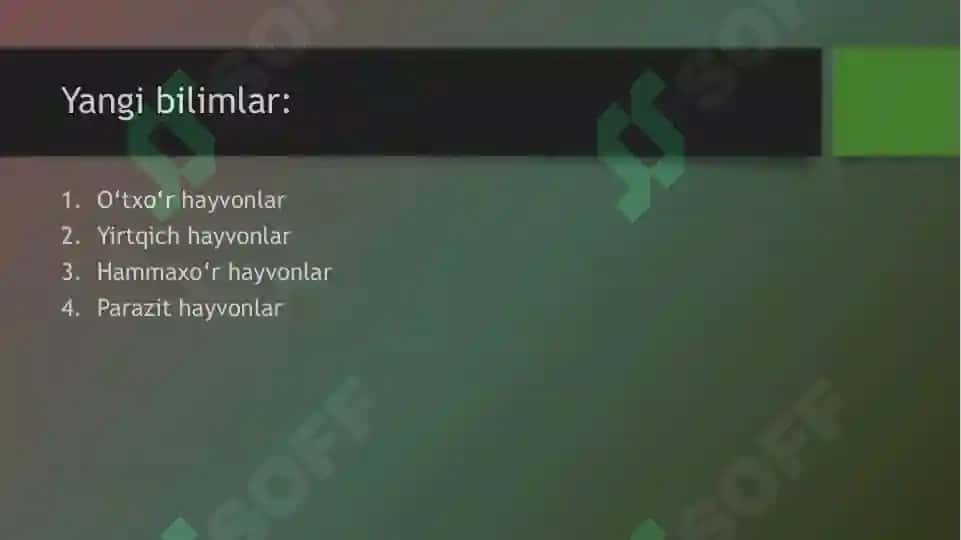 HAYVONLARNING OZIQLANISHI 2