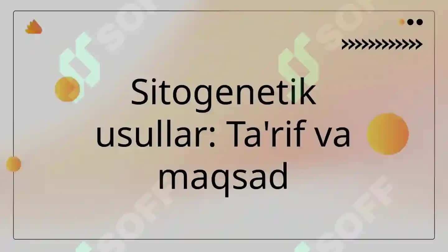 Odam genetikasini oʻrganish usullari sitogenetik, dermotoglifika, biokimyoviy. Prenetal diagnostika 3