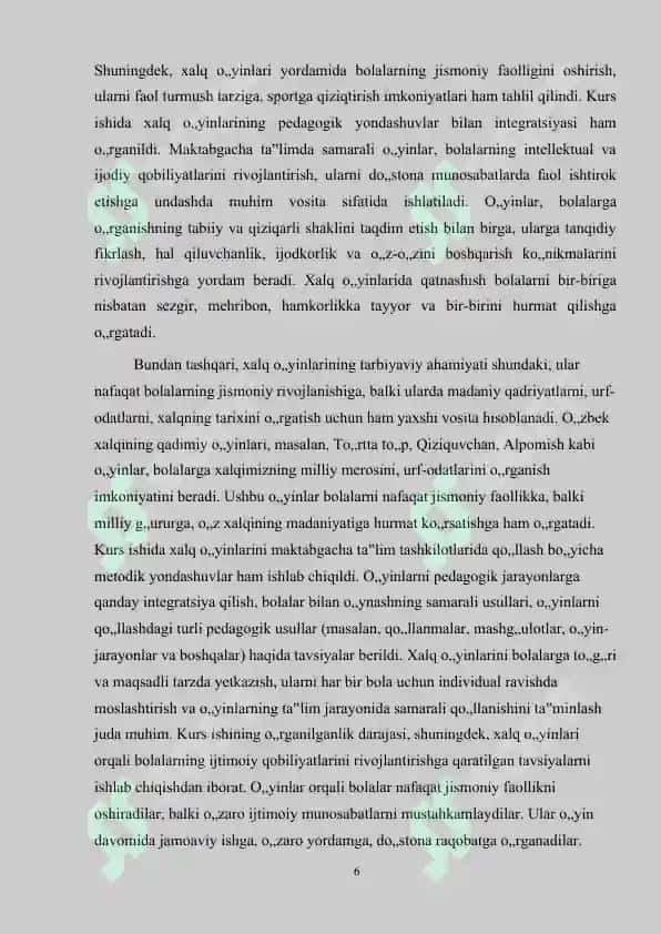 Xalq O'yinlari va Jismoniy Barkamollikni Tarbiyalash 6