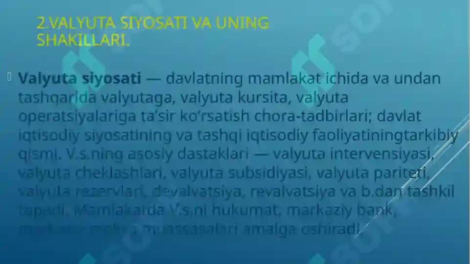 O`zbekiston Respublikasi Valyuta Siyosati 4