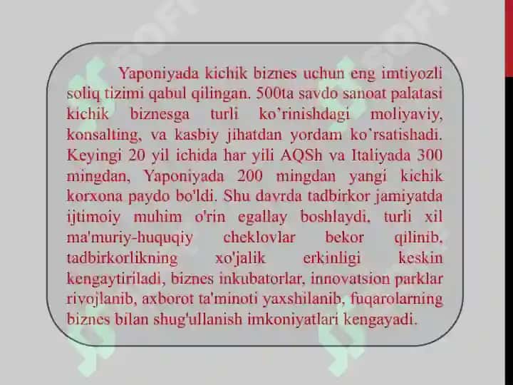 Rivojlangan mamlakatlar biznesining o’ziga xos tomonlari va ulardan mamlakatimiz biz 6