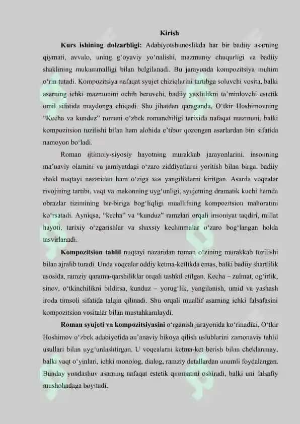 kecha va kunduz romani kompozitsiyasi 3