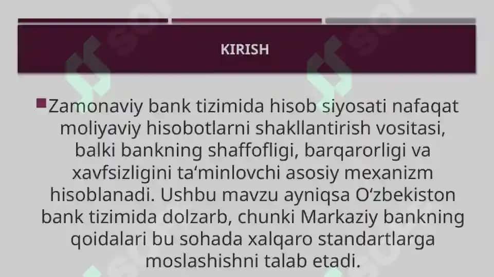 Hisob siyosati va uning bank faoliyatidagi oʻrni 2