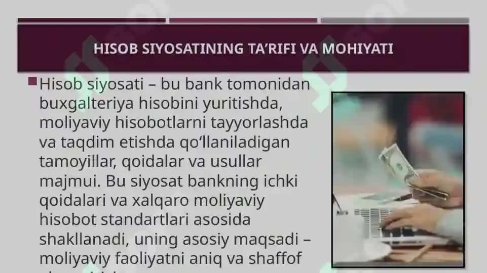 Hisob siyosati va uning bank faoliyatidagi oʻrni 3