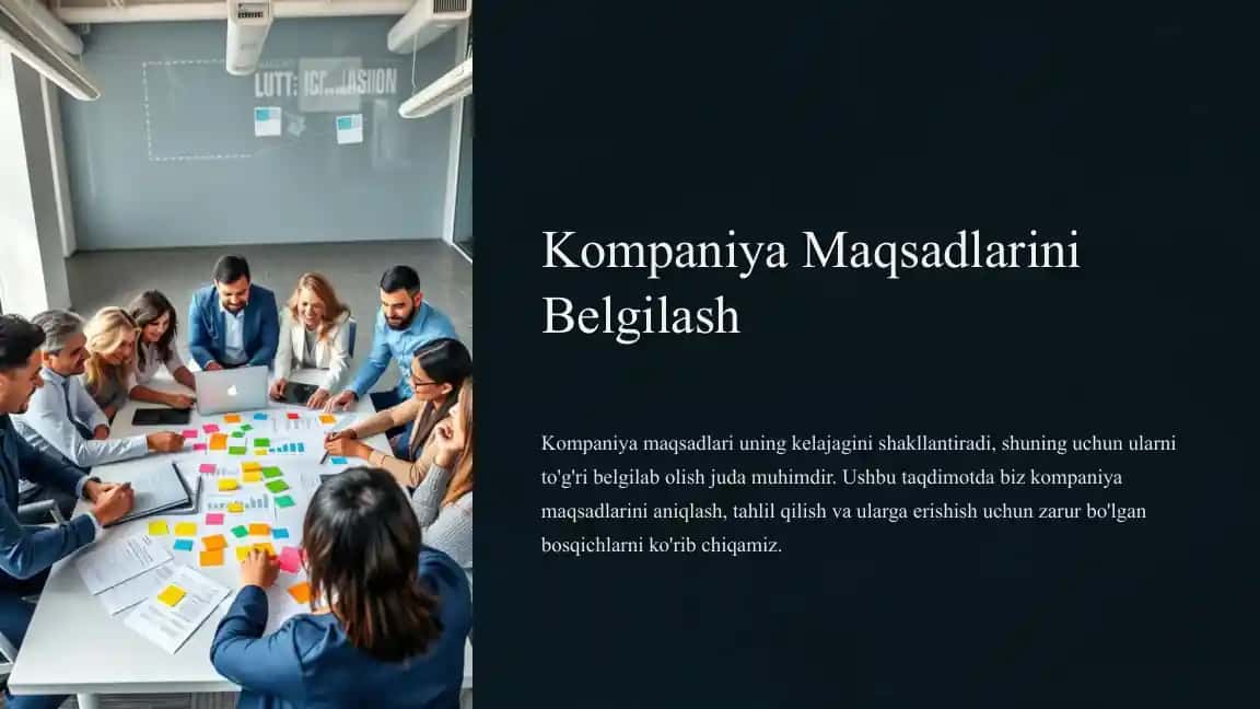 Kompaniya maqsadlarini belgilash 1