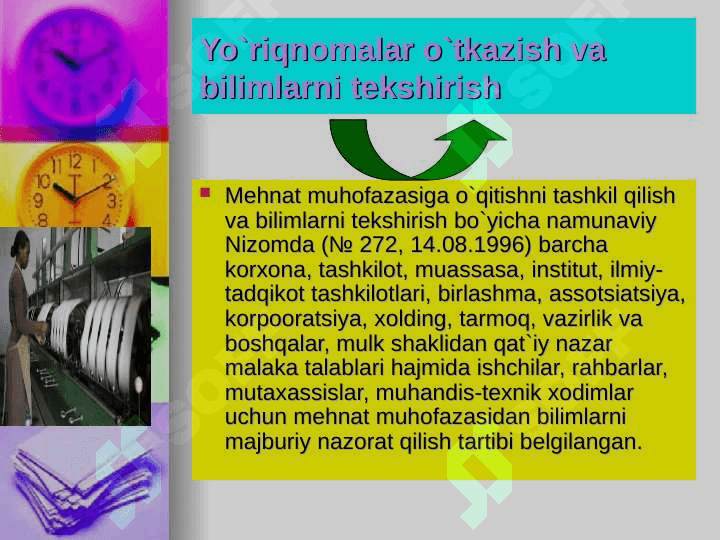 MEHNAT XAVFSIZLIGI TO’G’RISIDA  INSTRUKTAJ (YO’RIQNOMA) LAR BERISH 3