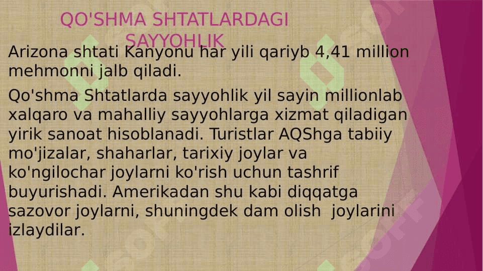 AMERIKA QO'SHMA SHTATLARDAGI SAYYOHLIK 2