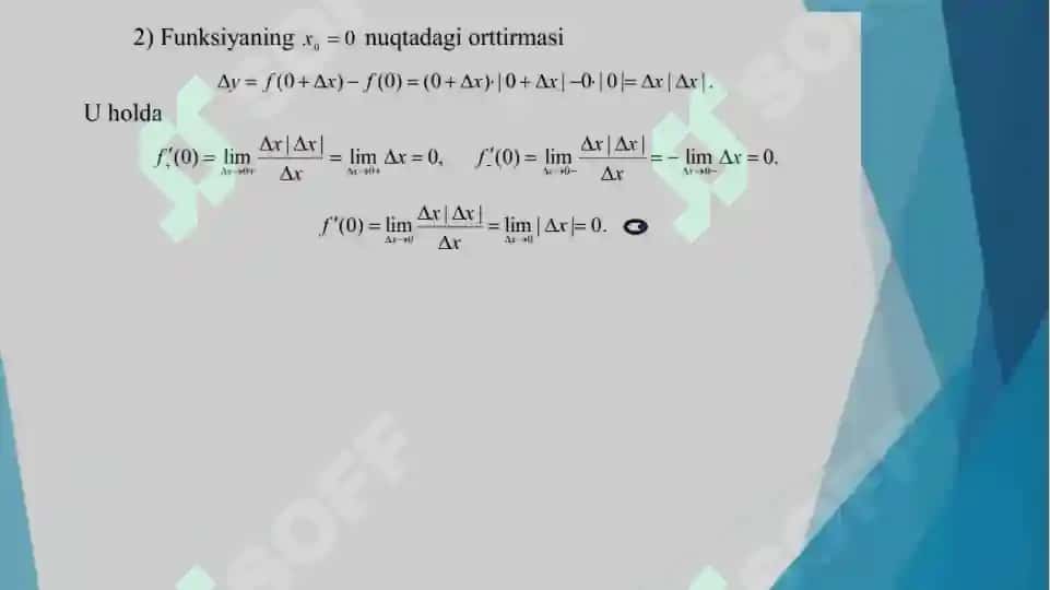 Funksiya hosilasi elementar funksiyalar 6