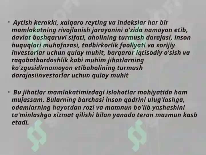 Xalqaro reytinglar va bularning O'zbekistonning integratsiyalashuvi 4