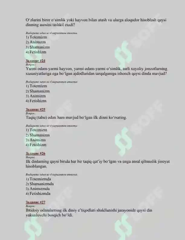 Dinshunoslik test savollari 6