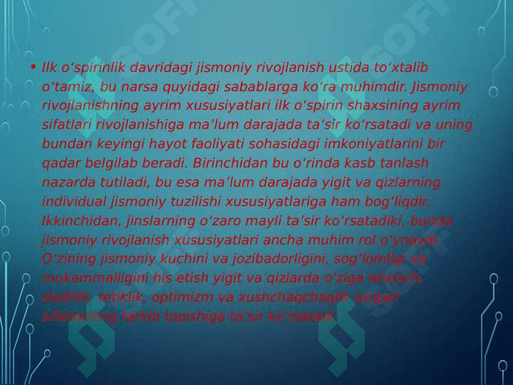Ilk o’sprinlik yoshining psixalogik xususyatlari 7