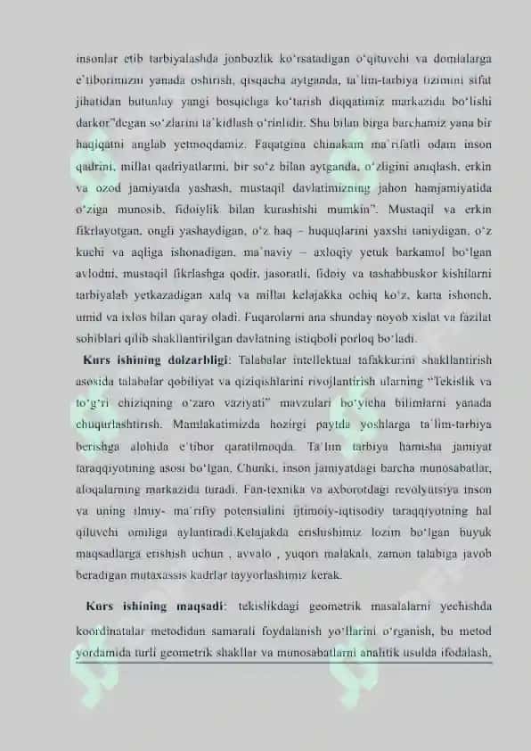Tekislikda koordinatalar metodi kurs ishi 5