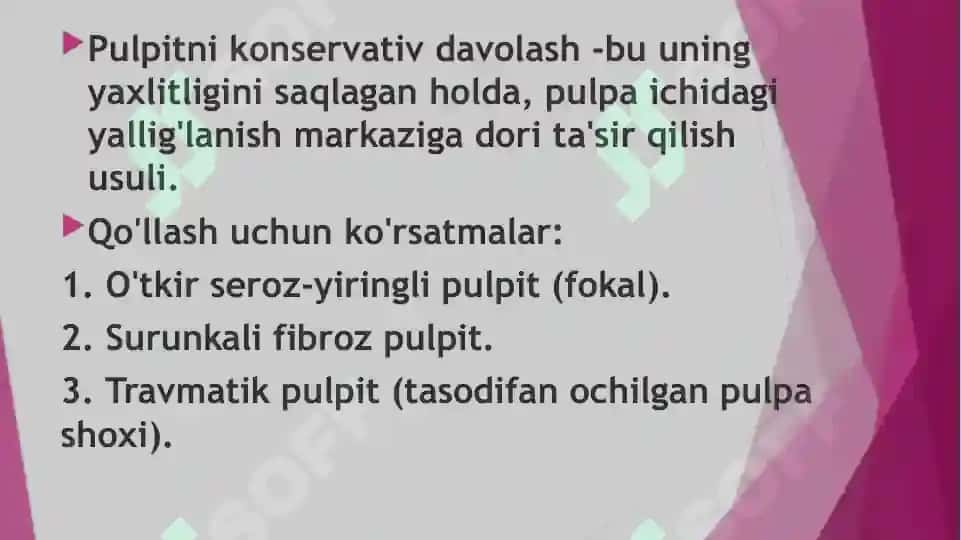 pulpitlarni tashxislash va davolash 8