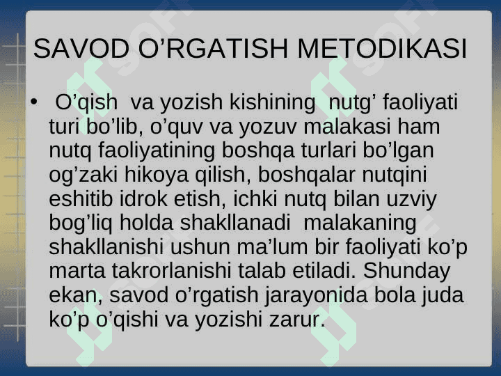 SAVOD OʻRGATISH DAVRIDA BOʻGʻIN USTIDA ISHLASH METODIKASI 2