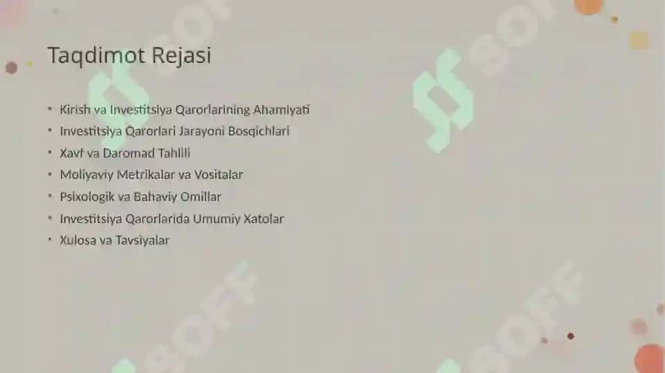 Investitsion qarorlarni qabul qilish 2
