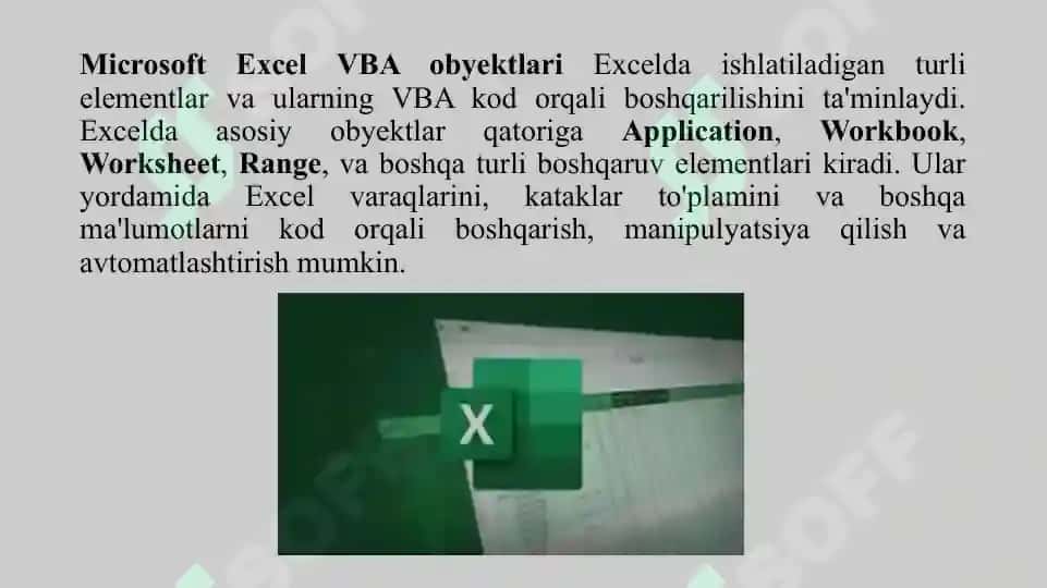 Microsoft Excel Ob'yektlarini ishlatish 2