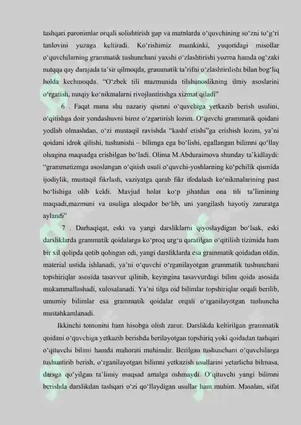 Grammatik tushunchalarni o'zlashtirishning metodik shartlari 7