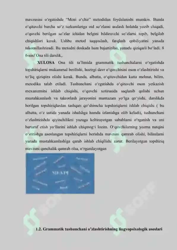 Grammatik tushunchalarni o'zlashtirishning metodik shartlari 8