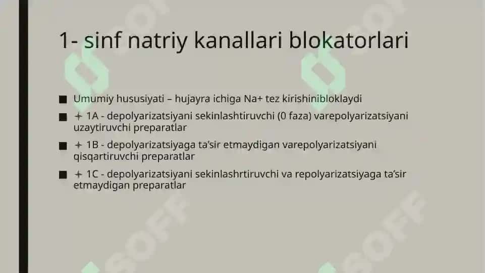 Antiaritmik dorivosi talar tasnifi 3