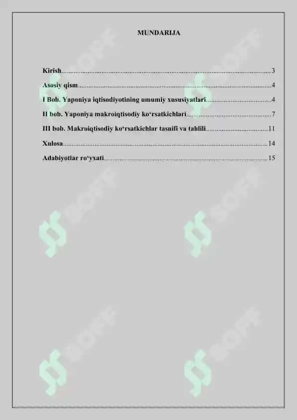 "Yaponiya (Japan) davlatining makroigtisodiy ko'rsatkichlari tasnifi" 2
