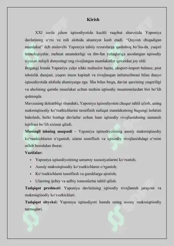 "Yaponiya (Japan) davlatining makroigtisodiy ko'rsatkichlari tasnifi" 3