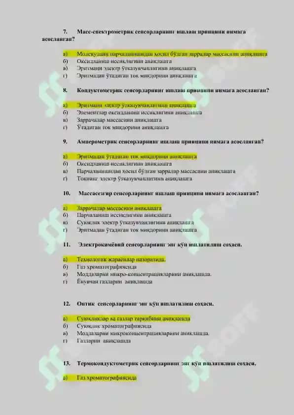 Analitik kimyo faniga oid 50 ta test 2
