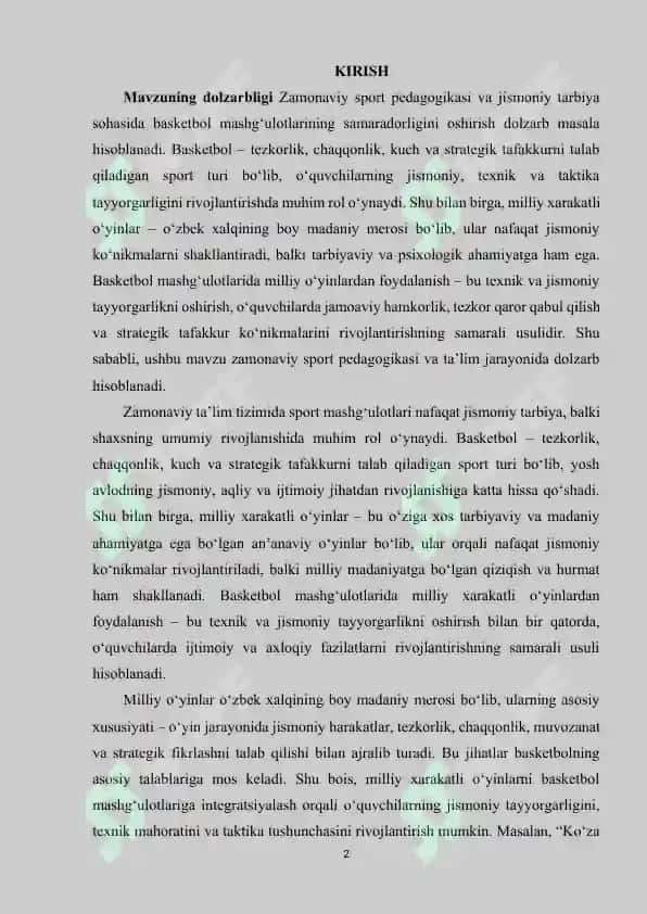 Basketbol mashg‘ulotlarida milliy xarakatli o‘yinlardan foydalanish 2