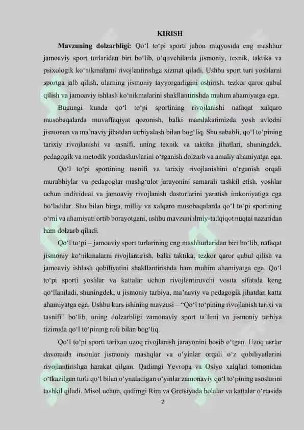 Qo’l to’pining rivojlanish tarix va tasnifi 2