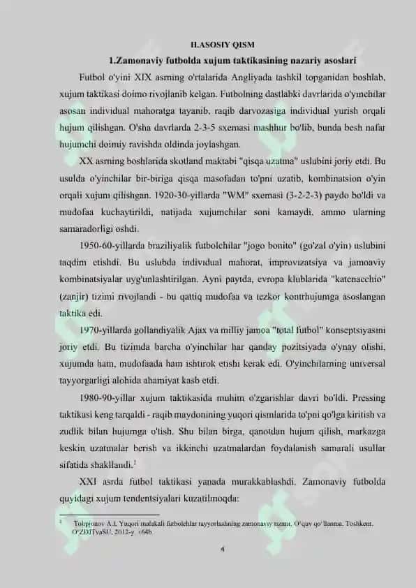 Malakali fubolchilarning jamoadagi xujum harakatlarining tadqiq qilish 4