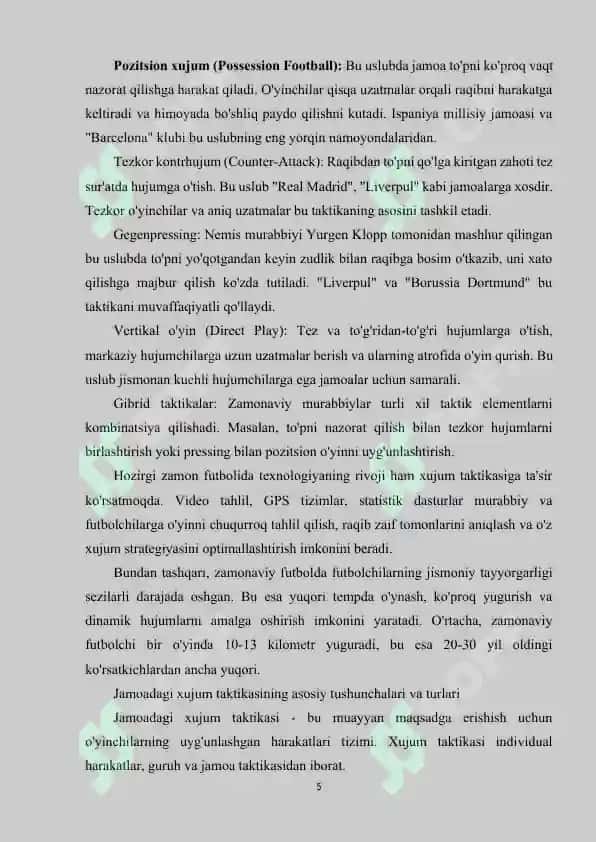 Malakali fubolchilarning jamoadagi xujum harakatlarining tadqiq qilish 5