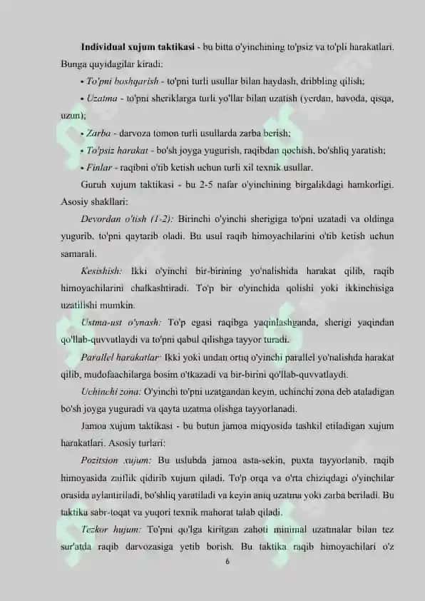 Malakali fubolchilarning jamoadagi xujum harakatlarining tadqiq qilish 6
