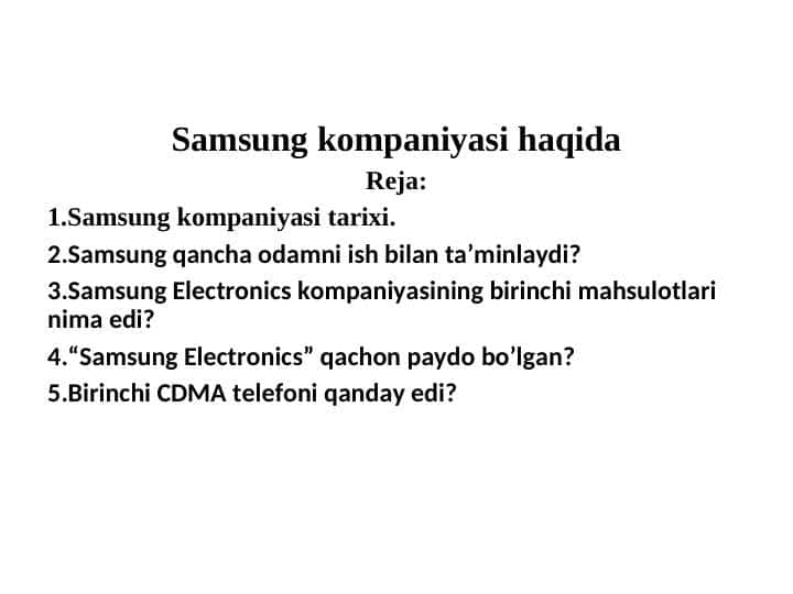 Samsung kompaniyasi haqida