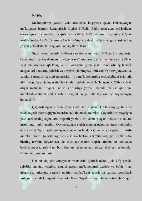 Siqish algoritmi asosida ma’lumotlarni siqish usullarining samaradorligini hisoblash 3