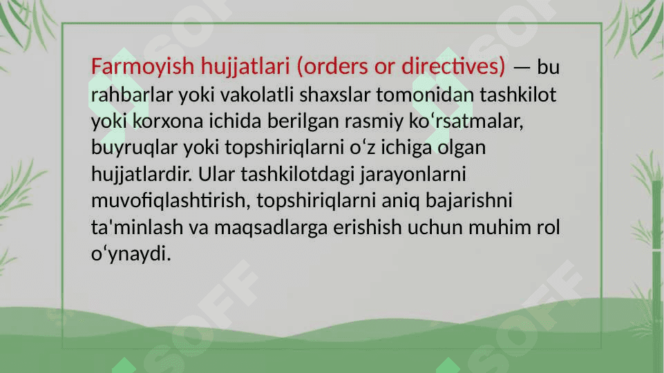 Farmoyish hujjatlari 2