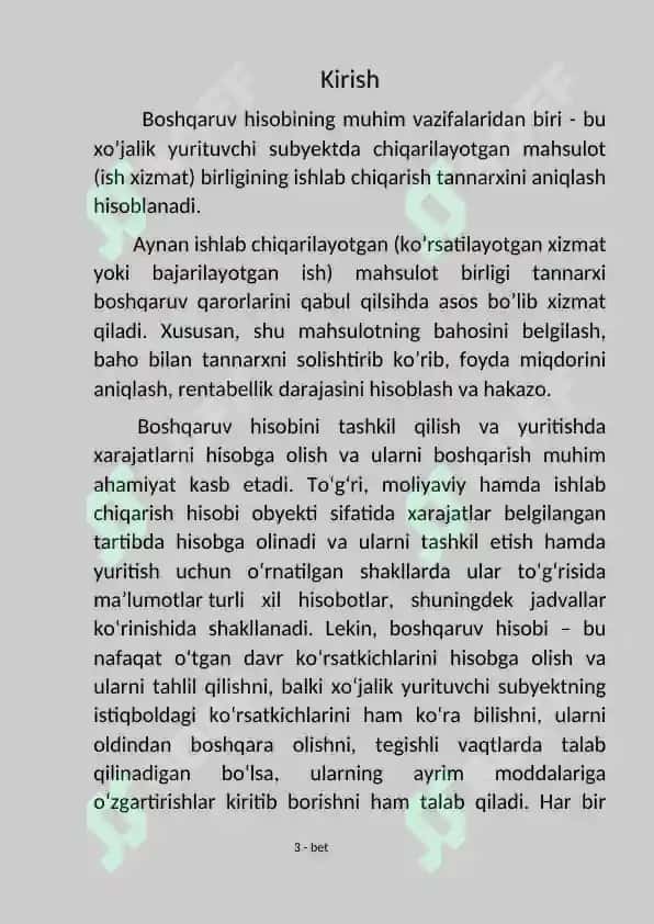 Mahsulot tannarxini kalkulyatsiya qilish 2